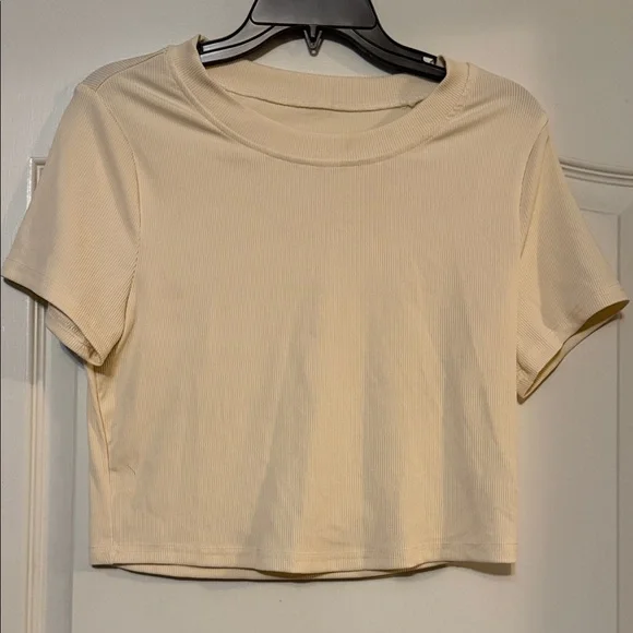 SHEIN Cream Ribbed Crop Top - Picture 1 of 6